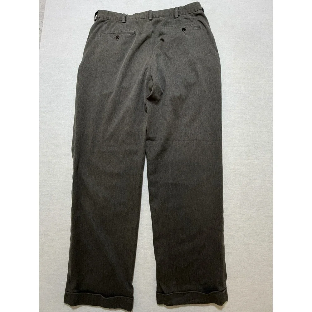 Brooks Brothers Elliot Mens 36x32 Brown Pleated Cuffed Stretch Chino Pants
